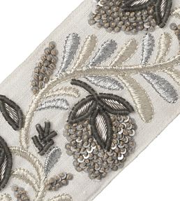 Solstice Embroidered Border Trimming by Samuel & Sons Titanium