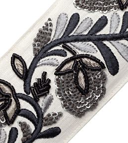 Solstice Embroidered Border Trimming by Samuel & Sons Obsidian