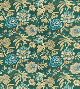 Indra Flower Fabric by Sanderson Emerald