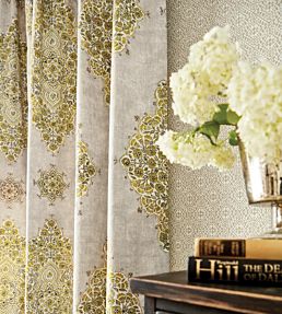 Siam Diamond Fabric by Sanderson Sumac/Grey