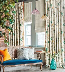 Kingfisher And Iris Fabric by Sanderson Azure/Linen