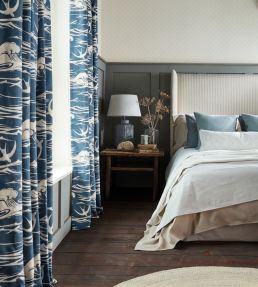 Swallows At Sea Fabric by Sanderson Navy