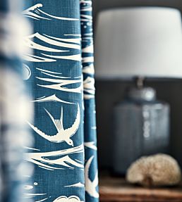 Swallows At Sea Fabric by Sanderson Navy