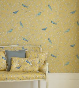 Finches Wallpaper by Sanderson Yellow