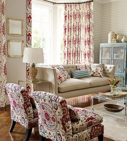 Jamila Fabric by Sanderson Coral/Aqua