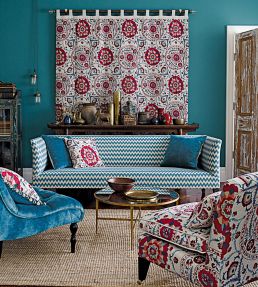 Anthos Fabric by Sanderson Red/Indigo