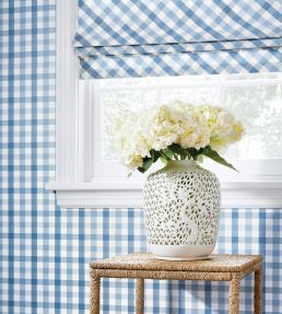 Saybrook Check Wallpaper by Anna French Spa Blue/Beige