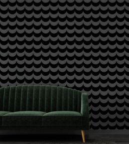 Scoop Flock Wallpaper by Erica Wakerly Black Flock