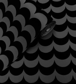Scoop Flock Wallpaper by Erica Wakerly Black Flock