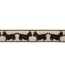 Scottie Embroidered Border Trimming by Samuel & Sons Black