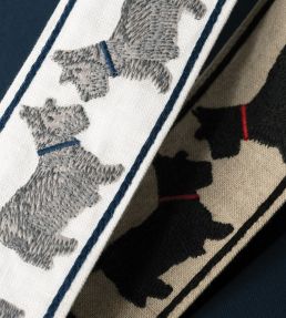 Scottie Embroidered Border Trimming by Samuel & Sons Black