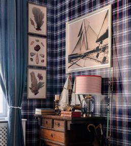 Seaport Plaid Wallpaper by MINDTHEGAP Navy Blue