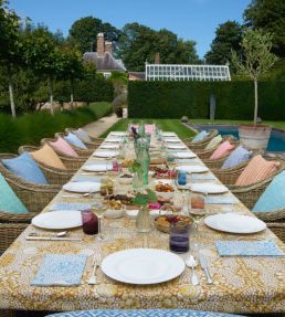 Strie Outdoor Fabric by Fermoie Blue