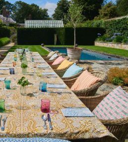 York Stripe Outdoor Fabric by Fermoie Orange