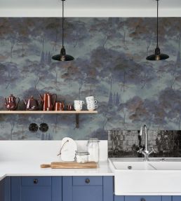 Sila Wallpaper by Casadeco Bleu Encre