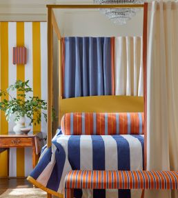Silhouette Stripe Fabric by Ian Mankin Black/Claret