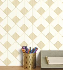 Square Wallpaper by Caselio Blanc Or