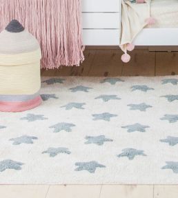 Stars Natural Rug by Lorena Canals Vintage-Blue