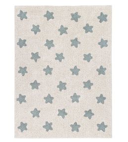 Stars Natural Rug by Lorena Canals Vintage-Blue