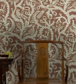 Stitched Birds Wallpaper by Josephine Munsey Red