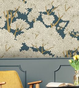 Stockend Woods Wallpaper by Josephine Munsey Navy and Ochre