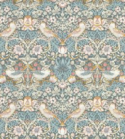 Strawberry Thief Wallpaper by Clarke & Clarke Slate/Blush