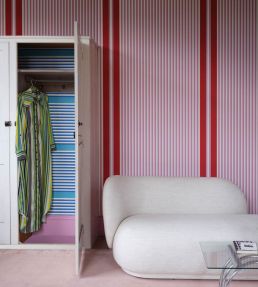 Stripe Wallpaper by Farrow & Ball Au Lait / Lobster