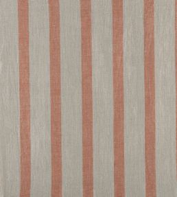 Bold Stripe Linen Fabric by Volga Linen Terracotta / Natural