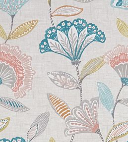 Bohemia Fabric by Studio G Coral/Teal