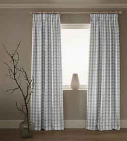 Suffolk Check Large Fabric by Ian Mankin Bluebell
