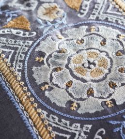 Suzani Stripe Fabric by James Hare Ink/Gold