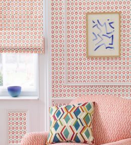 Tassi Wallpaper by Jane Churchill Red/Aqua