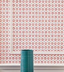 Tassi Wallpaper by Jane Churchill Red/Aqua