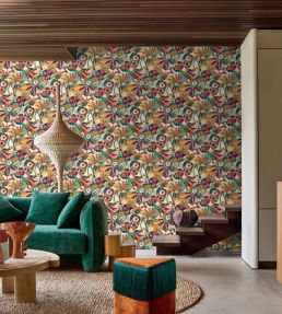 Tehuana Wallpaper by Casamance Kaki/Ocre