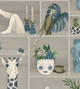 The Cabinet Wallpaper by Brand McKenzie Slate Blue