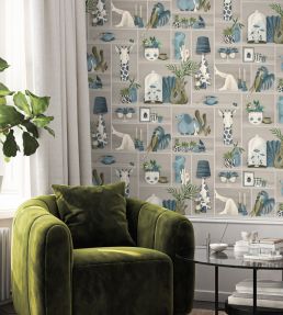 The Cabinet Wallpaper by Brand McKenzie Slate Blue