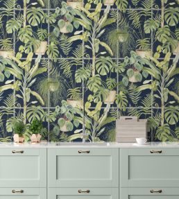 The Green House Wallpaper by Brand McKenzie Midnight Blue