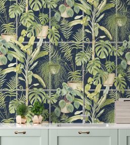 The Green House Wallpaper by Brand McKenzie Midnight Blue