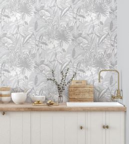 The Tropics Wallpaper by Brand McKenzie Stone Grey