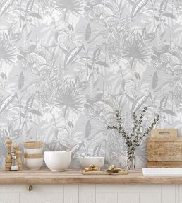 The Tropics Wallpaper by Brand McKenzie Stone Grey