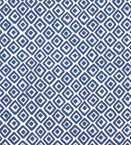 Indian Diamond Fabric by Thibaut Blue