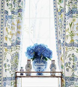 Indian Panel Fabric by Thibaut Blue