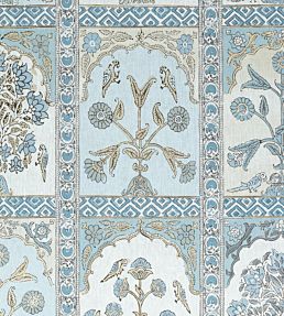 Indian Panel Fabric by Thibaut Spa Blue