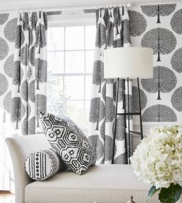 Mulberry Tree Fabric by Thibaut Black and White