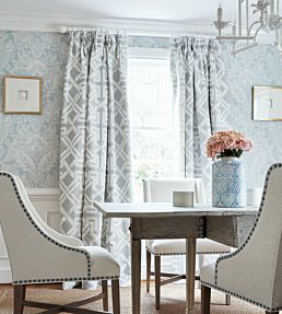 Chardonnet Damask Wallpaper by Thibaut Navy