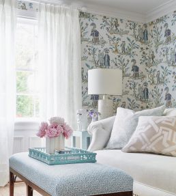 Royale Toile Wallpaper by Thibaut Grey