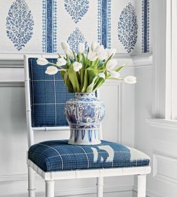 Grassmarket Check Fabric by Thibaut Slate Blue
