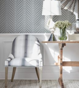 Stockton Stripe Fabric by Thibaut Green