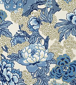 Honshu Wallpaper by Thibaut Blue and Beige