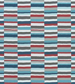 Carnivale Fabric by Thibaut Teal and Cranberry